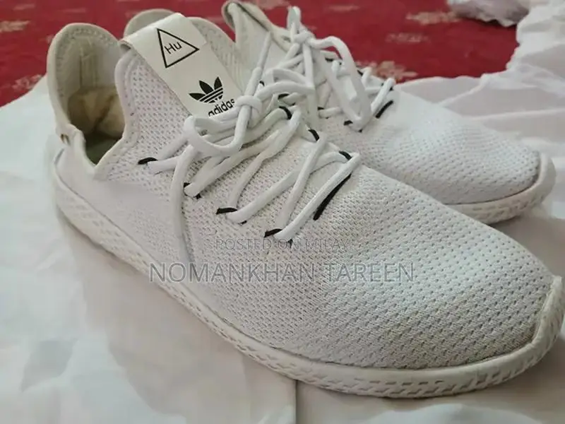 Adidas White HU Style Sneakers - Size 42 Casual Footwear