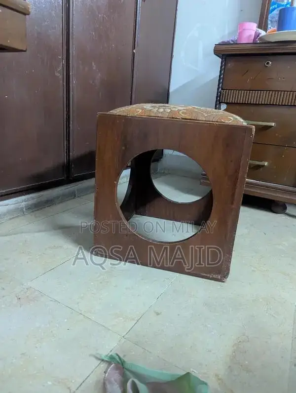 Wooden Table with 4 Cushioned Stools - Multi-Purpose Dining Set