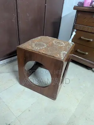 Wooden Table with 4 Cushioned Stools - Multi-Purpose Dining Set