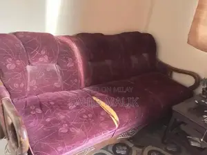 5-Seater Wooden Sofa Set with Minor Upholstery Wear