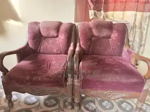 5-Seater Wooden Sofa Set with Minor Upholstery Wear