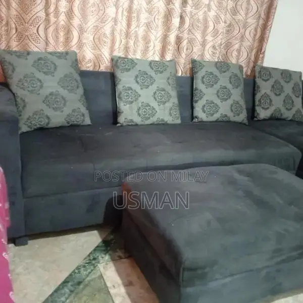 Large Blue L-Shaped 7-Seater Sectional Sofa