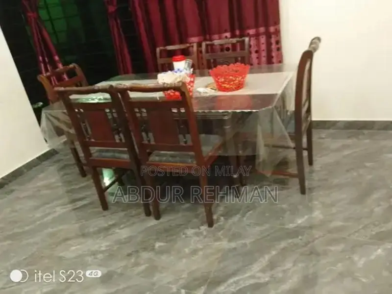 Wooden Dining Table Set with 6 Chairs and Glass Top