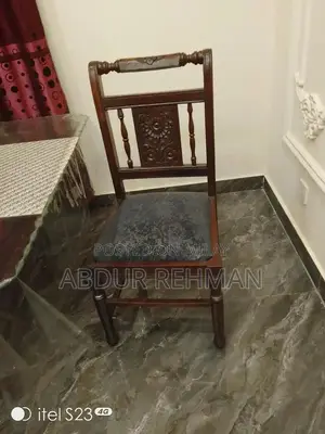 Wooden Dining Table Set with 6 Chairs and Glass Top