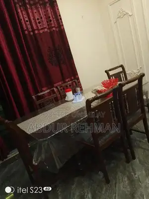 Wooden Dining Table Set with 6 Chairs and Glass Top