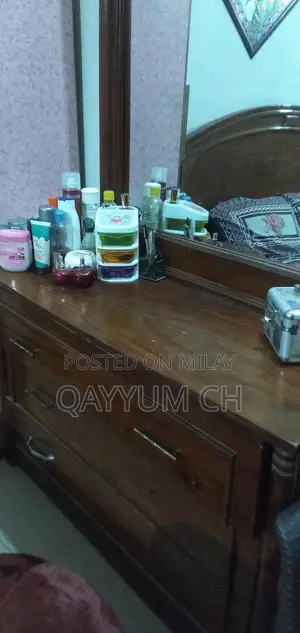 King-Size Bed Set with Side Tables and Mirror Frame