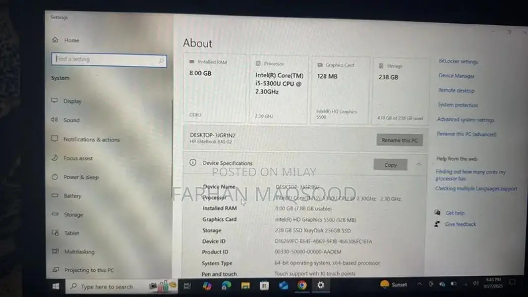 HP EliteBook Core i5 5th Gen Touchscreen Laptop