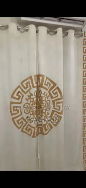 King Size Wooden Bed with Side Tables and Matching Curtain