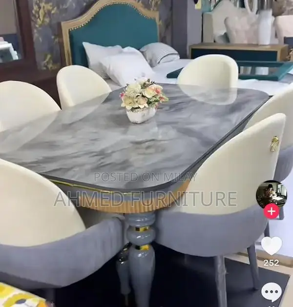 6-Seater Modern Dining Table with Matching Chairs