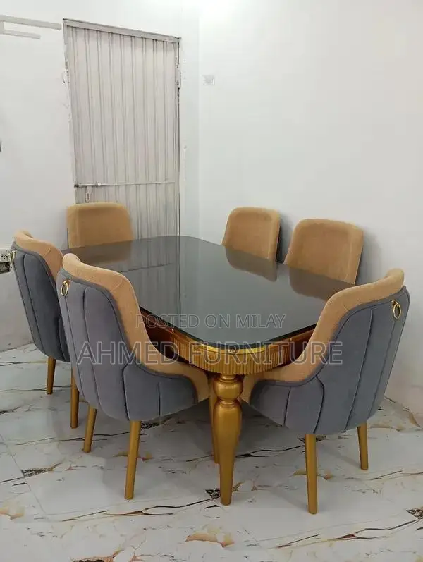 6-Seater Modern Dining Table with Matching Chairs