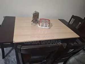 Marble Dining Table with Wooden Extensions and 5 Chairs