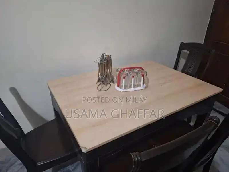 Marble Dining Table with Wooden Extensions and 5 Chairs