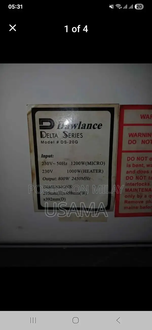 Dawlance Microwave Oven with Grill Cooking Functionality