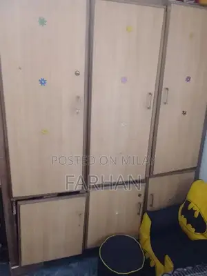 3-Door Wooden Almari / Wardrobe with Minor Repair Needed