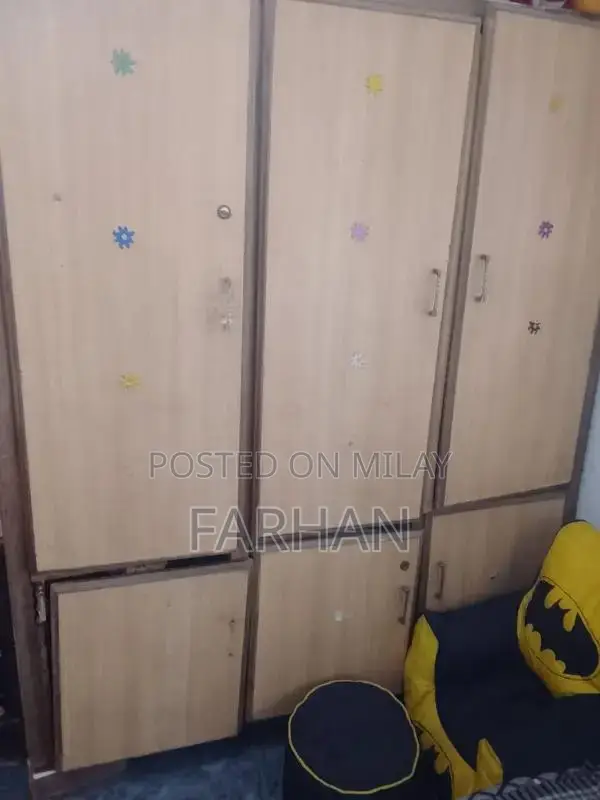 3-Door Wooden Almari / Wardrobe with Minor Repair Needed