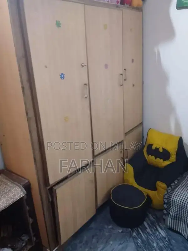 3-Door Wooden Almari / Wardrobe with Minor Repair Needed