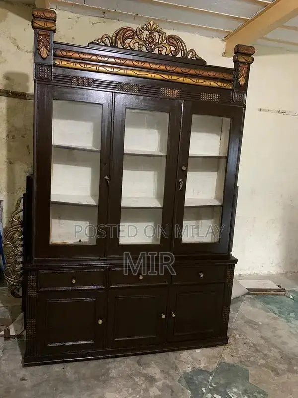 Wooden Showcase and Dressing Table Set - Polished Furniture