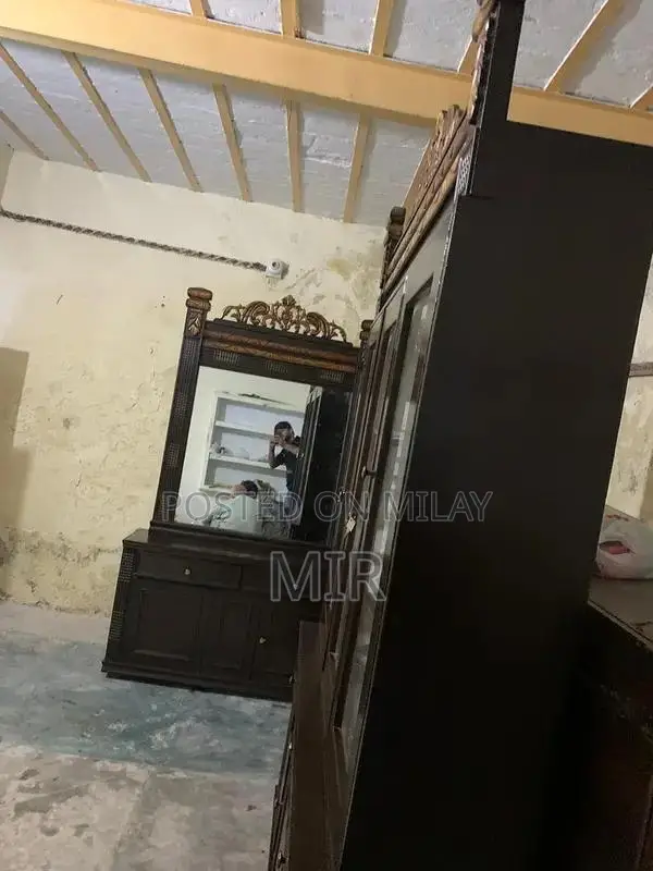 Wooden Showcase and Dressing Table Set - Polished Furniture