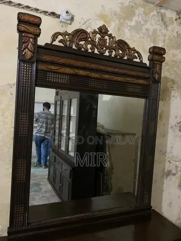 Wooden Showcase and Dressing Table Set - Polished Furniture