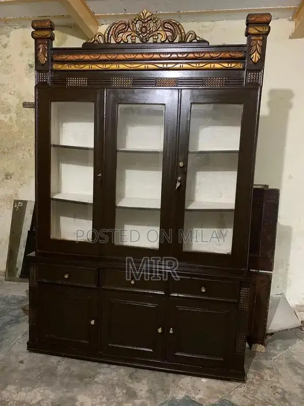 Wooden Showcase and Dressing Table Set - Polished Furniture