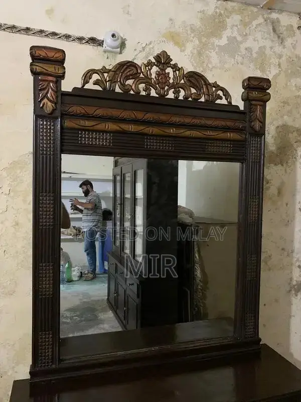 Wooden Showcase and Dressing Table Set - Polished Furniture