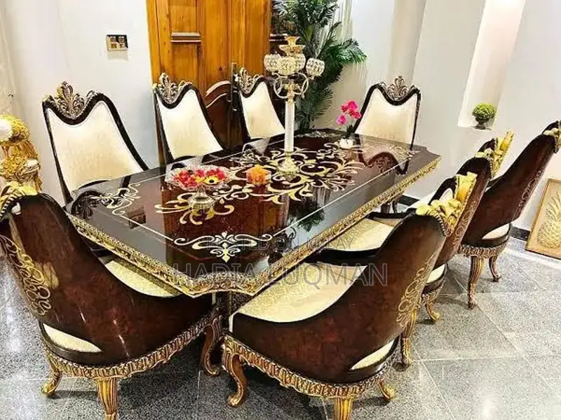 Elegant 8-Piece Dining Table Set with Comfortable Chairs