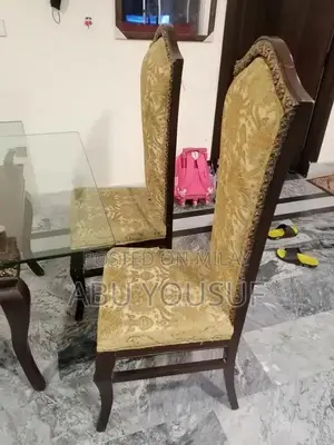 Solid Wood Dining Table with Glass Top and 6 Chairs