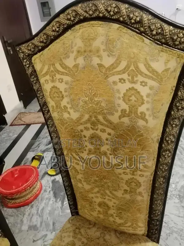 Solid Wood Dining Table with Glass Top and 6 Chairs