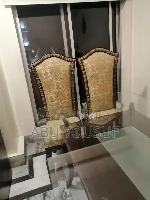 Solid Wood Dining Table with Glass Top and 6 Chairs