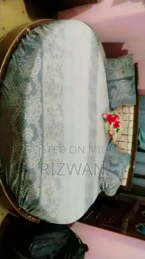 Lasani Wood Furniture Set with Round Bed and Almirah