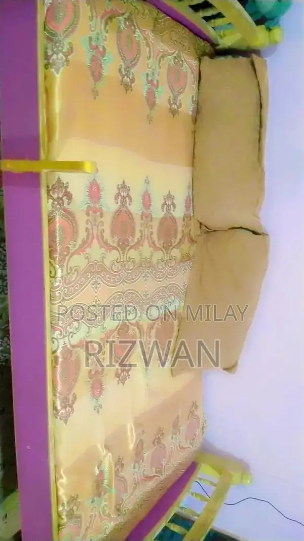 Lasani Wood Furniture Set with Round Bed and Almirah