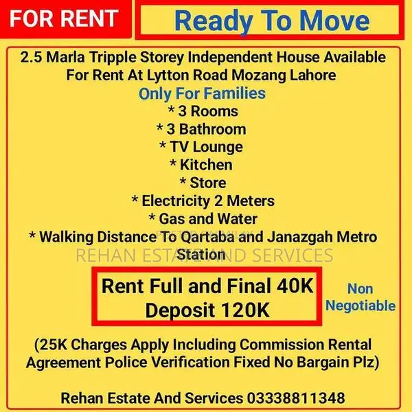 3-Story Independent House with Multiple Rooms and Amenities