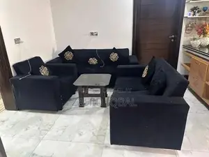 Black Leather Three-Piece Sofa Set Living Room Furniture