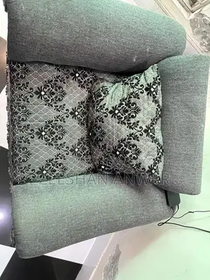 Grey 6-Seater Living Room Sofa Set with Large Cushions