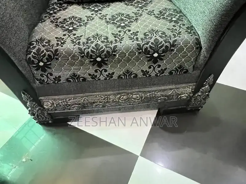 Grey 6-Seater Living Room Sofa Set with Large Cushions