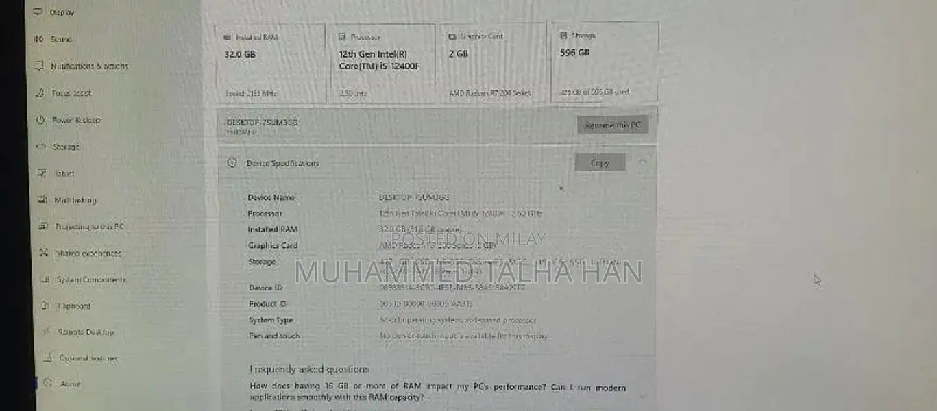 Gaming Desktop PC - i5 12400f, 32GB RAM, R7 250 GPU