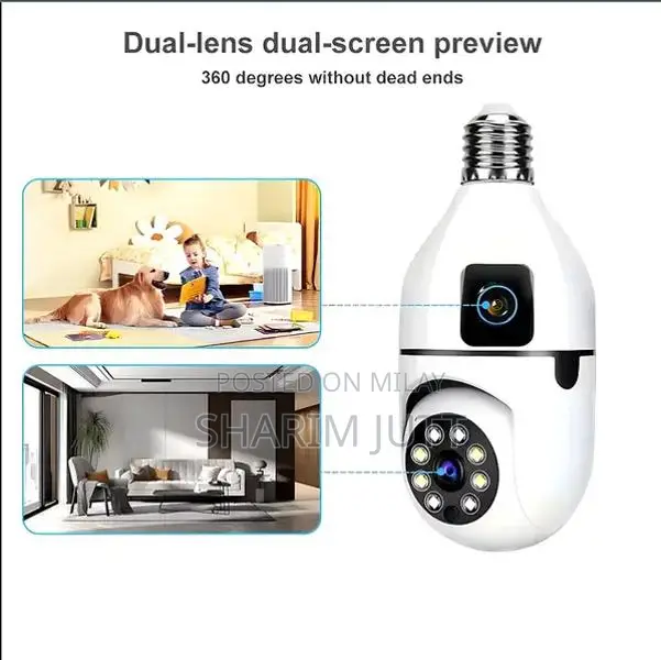 WiFi Dual Lens E27 Bulb Security Camera - Smart Home Surveillance