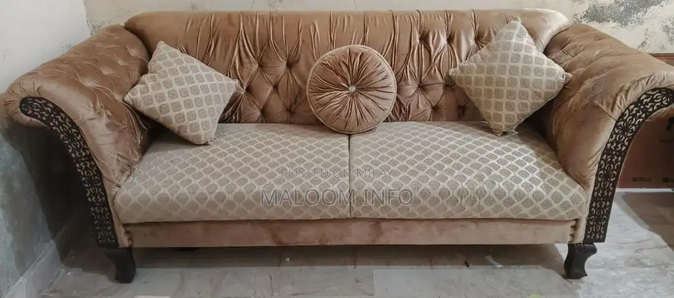 Golden 7-Seater Sofa - Lightly Used Living Room Furniture