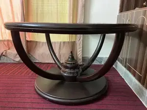 Solid Wood Dining Table - Seats 4-6 People with Glass Top