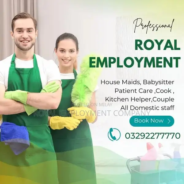 House Maid Babysitter Nanny Pakistani Cook Couple Chef Domestic Staff