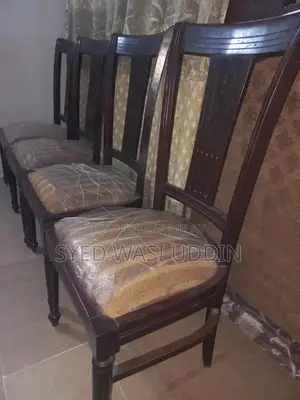 Dark Brown Wooden Dining Chairs - Set of 6