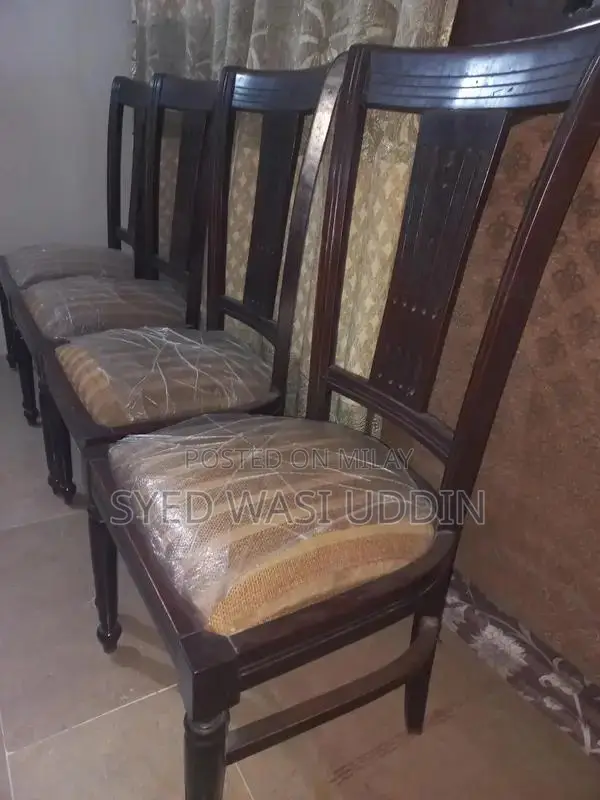 Dark Brown Wooden Dining Chairs - Set of 6