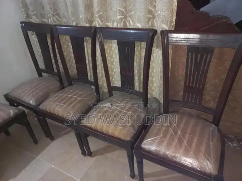 Dark Brown Wooden Dining Chairs - Set of 6