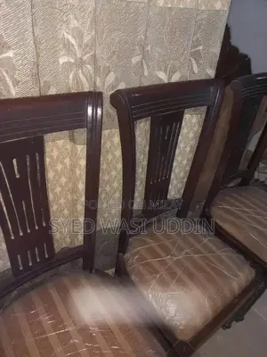 Dark Brown Wooden Dining Chairs - Set of 6