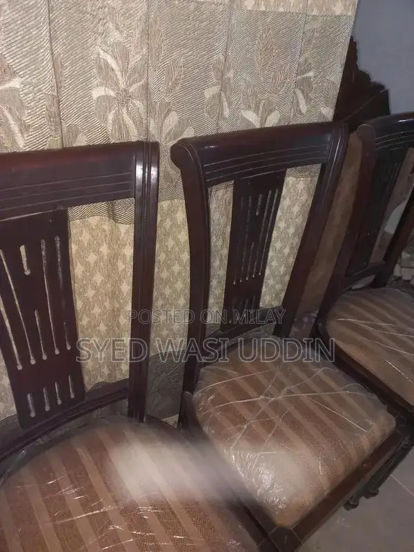 Dark Brown Wooden Dining Chairs - Set of 6