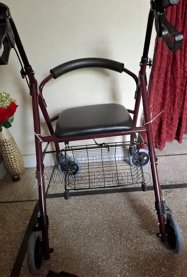 Aluminum Rollator Walker with Seat, Backrest, and Storage Basket