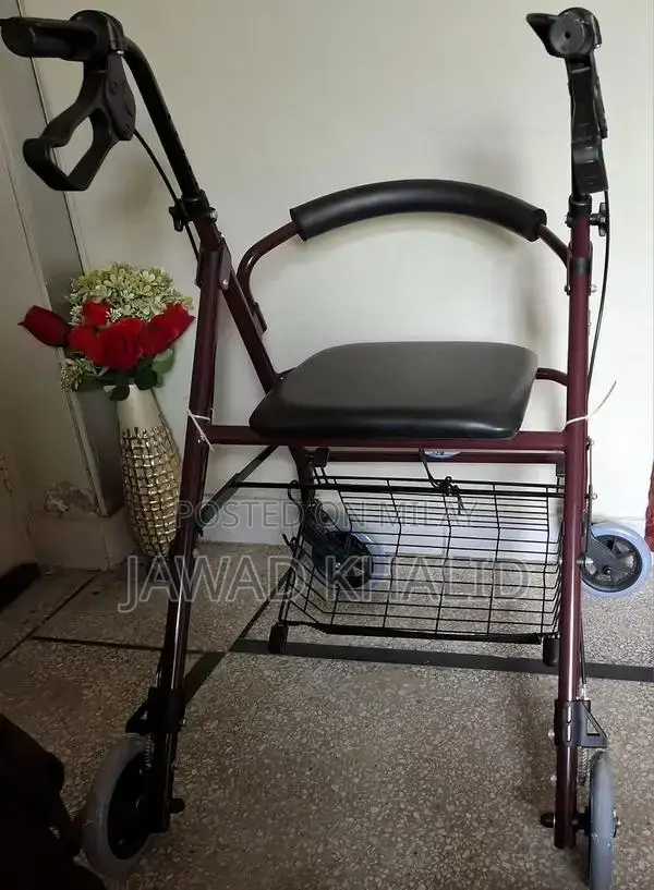 Aluminum Rollator Walker with Seat, Backrest, and Storage Basket