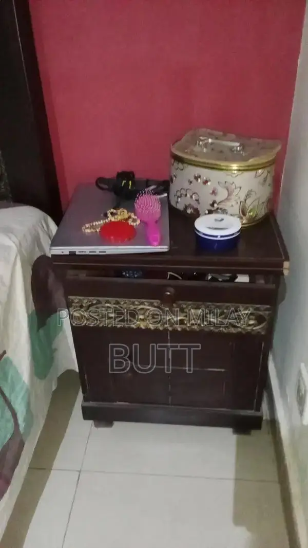 Wooden Double Bedroom Set with Mattress, Tables, Mirror, and Cabinet