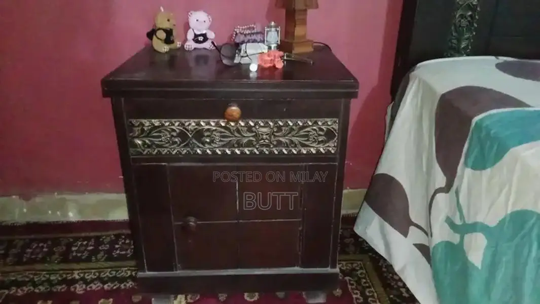 Wooden Double Bedroom Set with Mattress, Tables, Mirror, and Cabinet