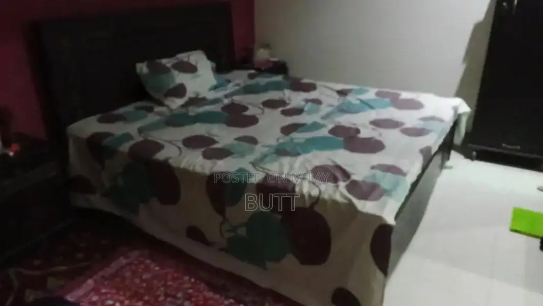 Wooden Double Bedroom Set with Mattress, Tables, Mirror, and Cabinet